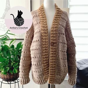 🧶Crochet Oversized Tan Sweater Unisex